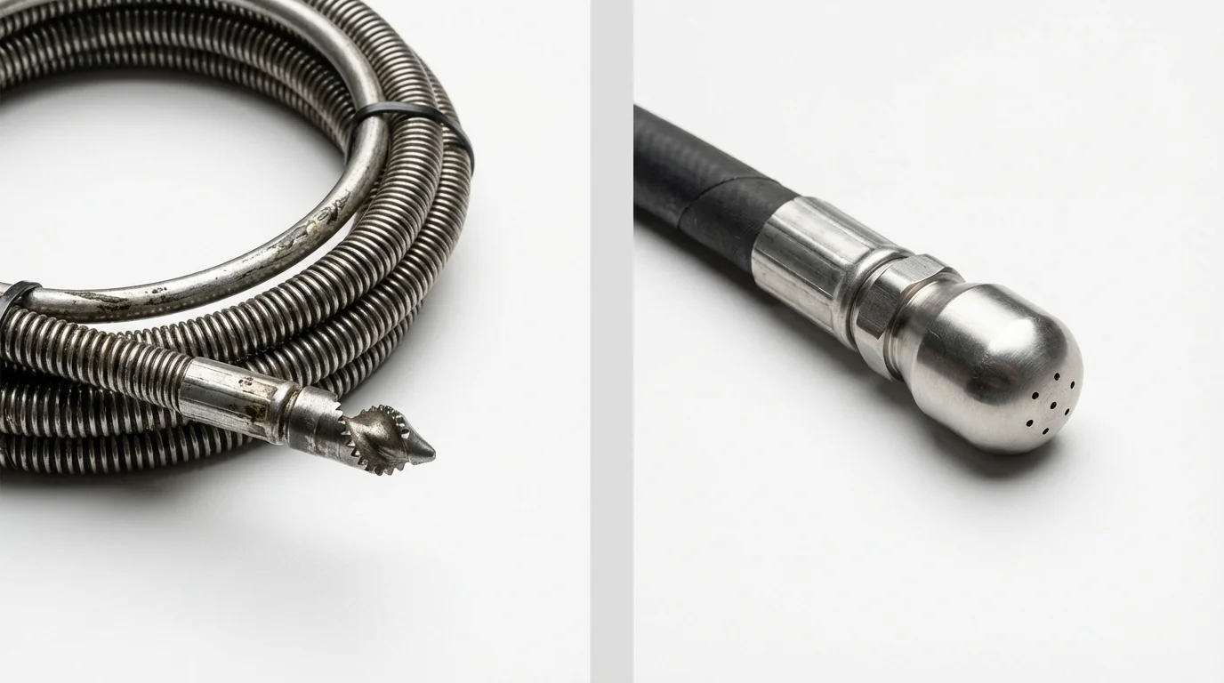 Drain snake cable and hydro jetting nozzle used for drain cleaning in Brownsville, KY