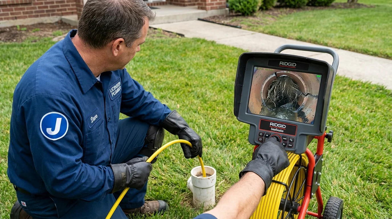Sewer camera inspection being performed by Johns Plumbing LLC in Brownsville